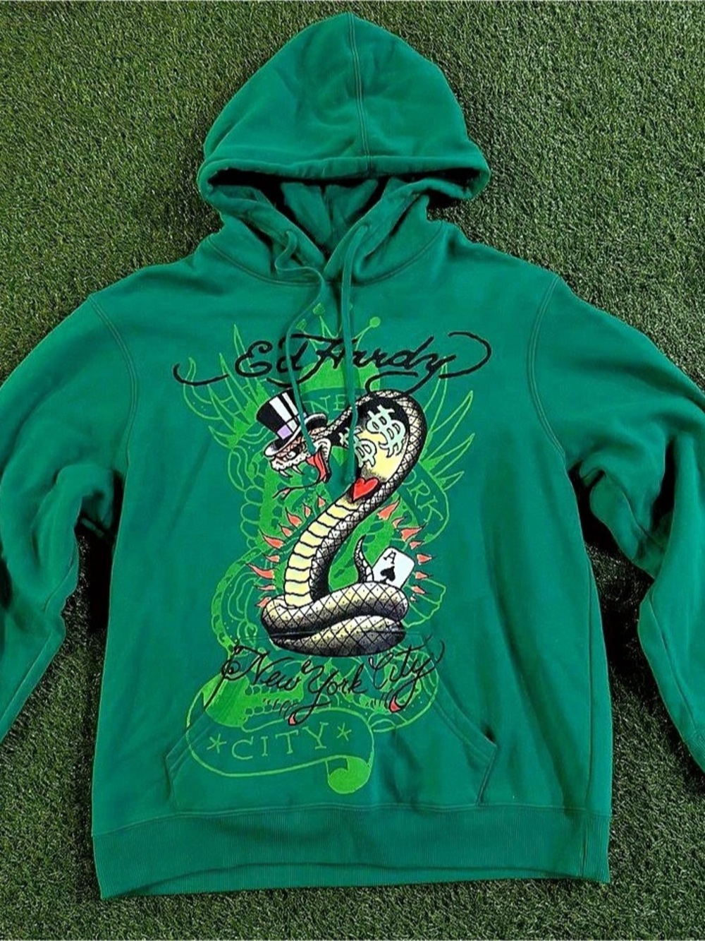 Ed Hardy Snakes Zip Hoodie Green
